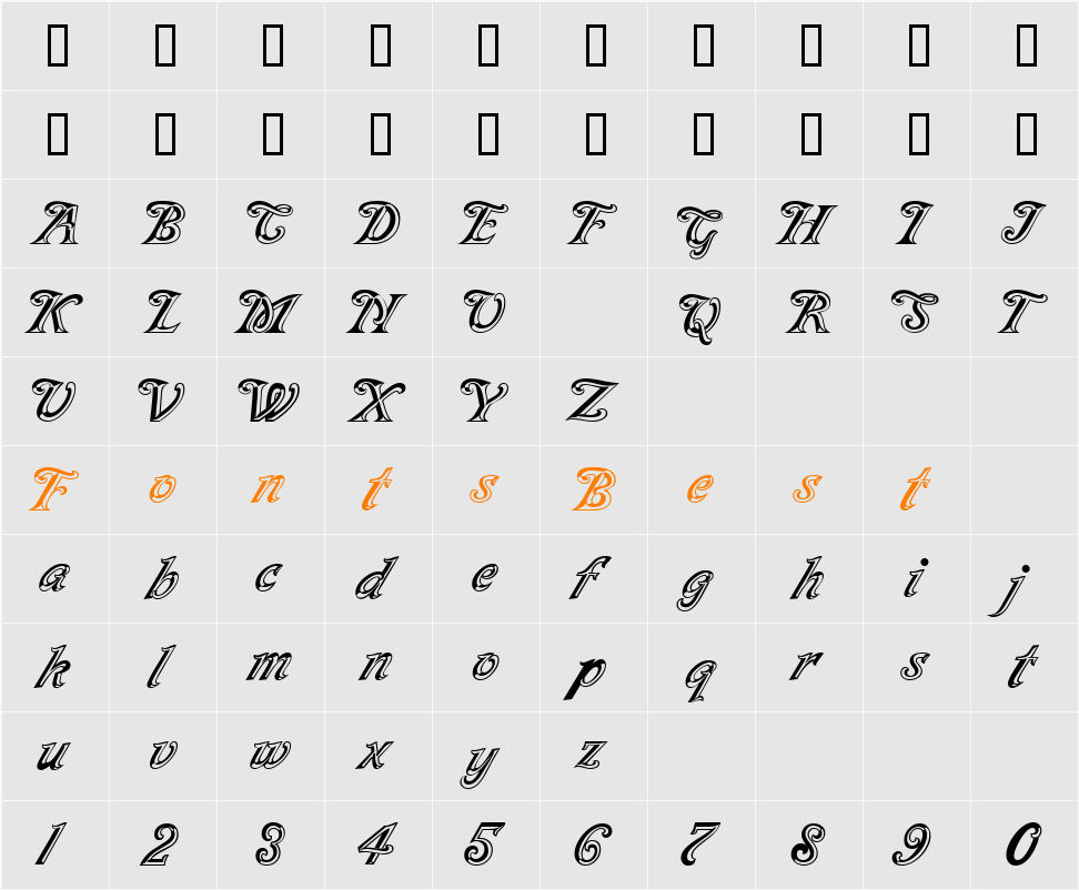 BraeburnScriptFacetsSSK Character Map