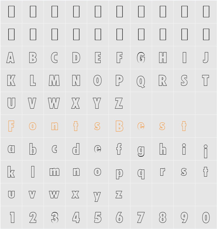 PeterBeckerCondOutline-ExtraBo Character Map