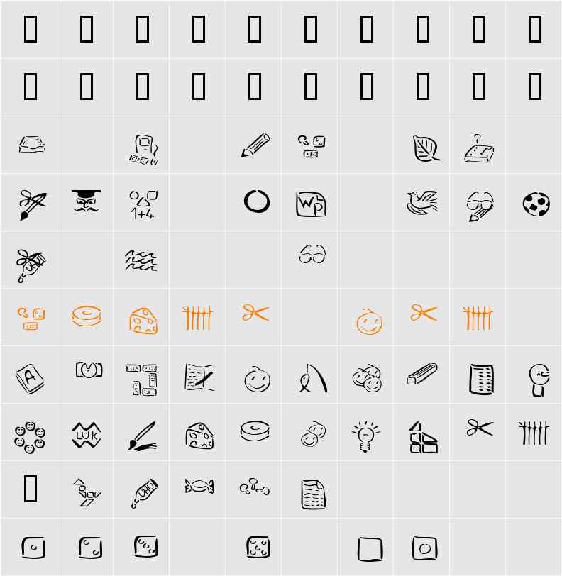 VeenPikto Character Map