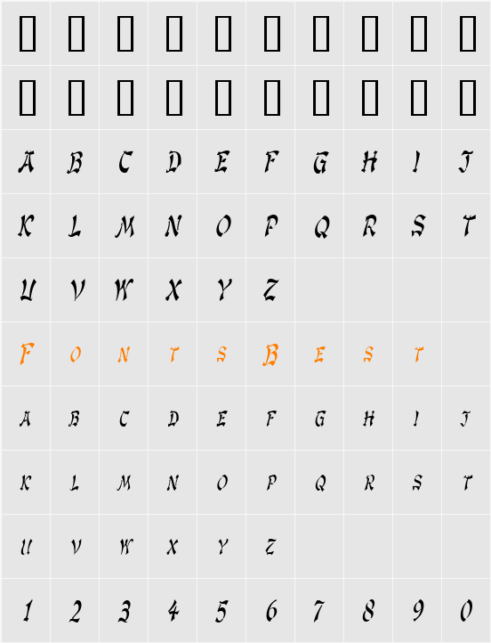 GengisKahnCondensed Character Map