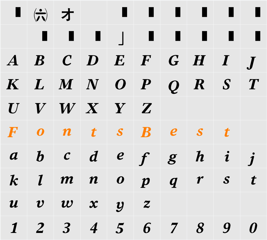 EU-H1X Character Map