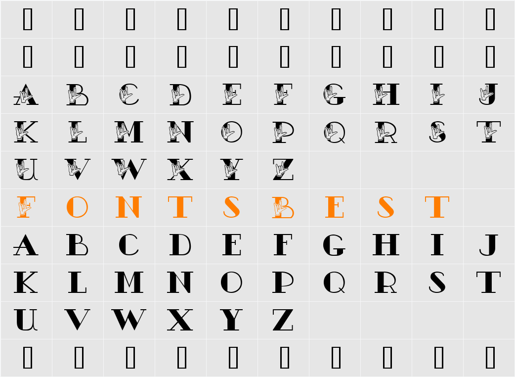 JLR ASL ILY Character Map