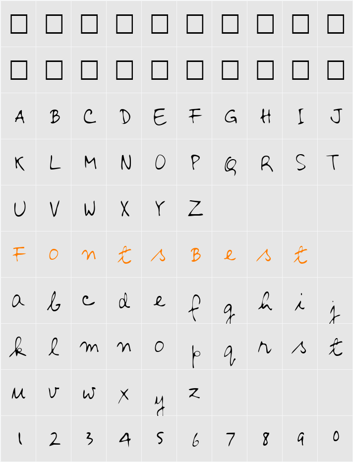 JamesHand Character Map