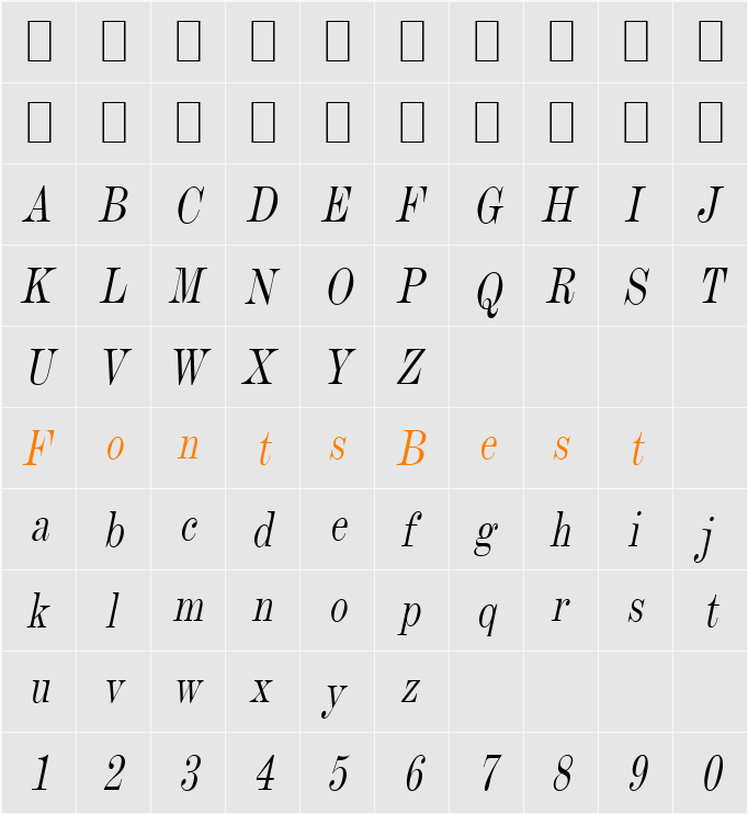 Devine-Condensed Character Map
