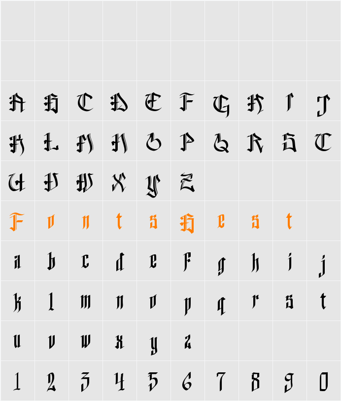helvedding Character Map
