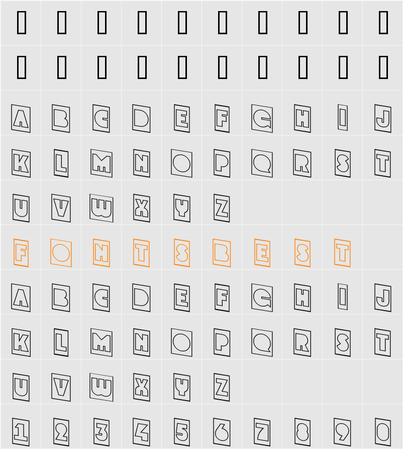 a_GrotoCmOtlDn Character Map