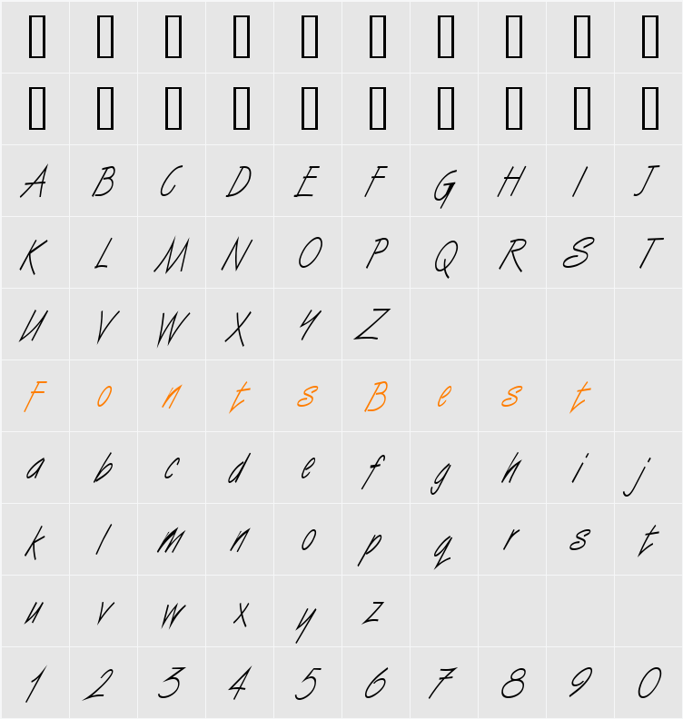 Vizier Condensed Character Map
