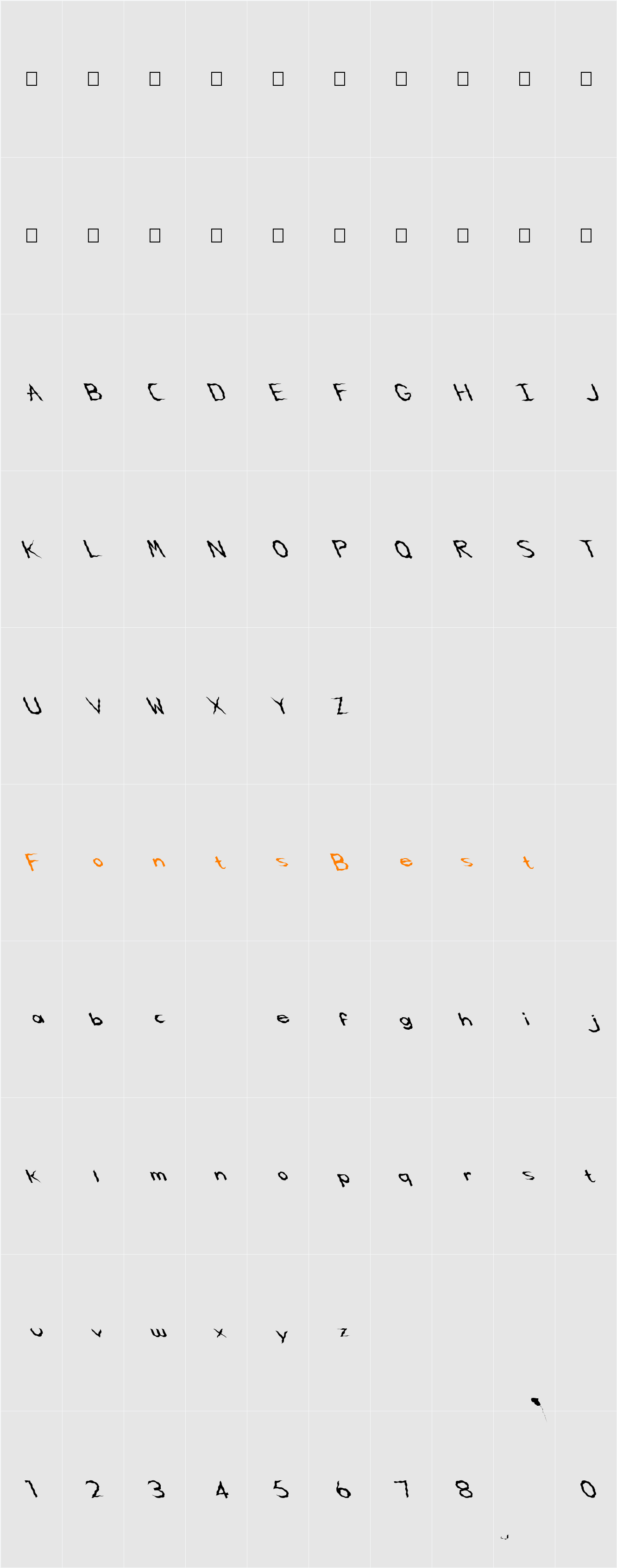 FZ HAND 5 WAVEY LEFTY Character Map