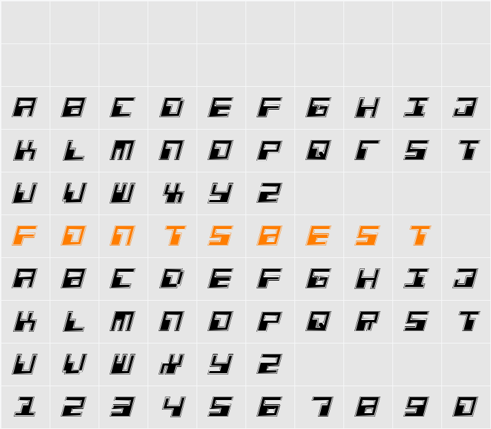 Phaser Bank Pro Italic Character Map