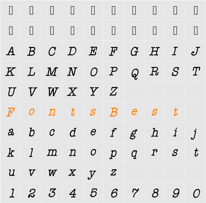 StaffMeetingPlainItalic Character Map