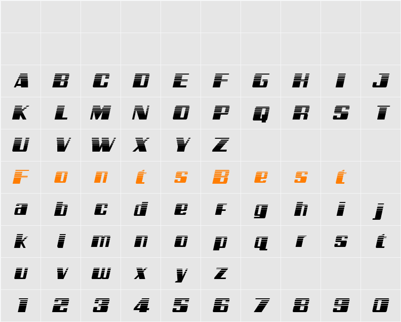 Galactic Storm Halftone Italic Character Map