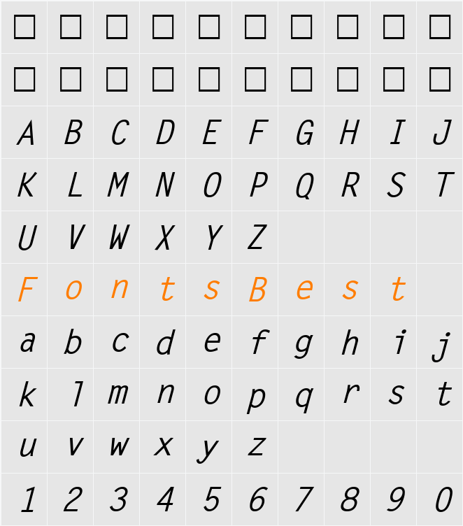 QTLetterGoth Character Map