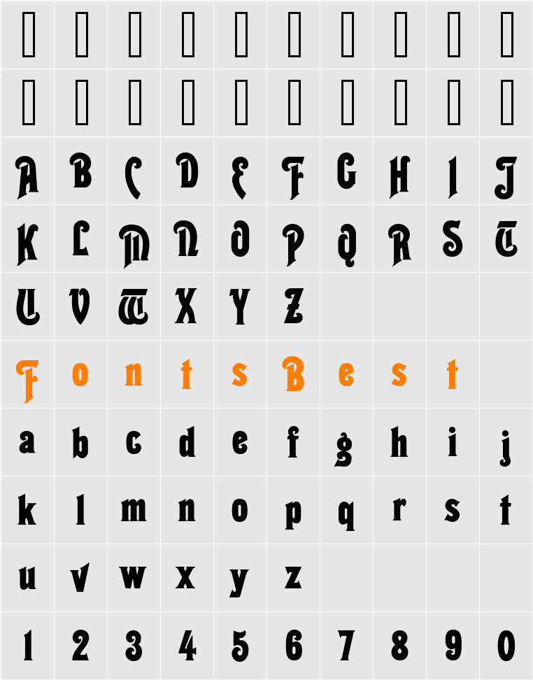 Topaz Character Map
