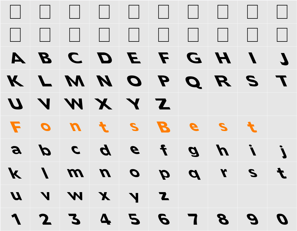 FZ BASIC 55 LEFTY Character Map