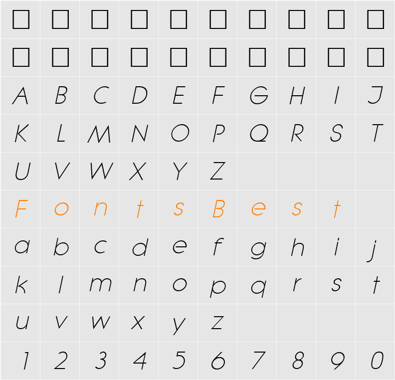 LitheLight Character Map
