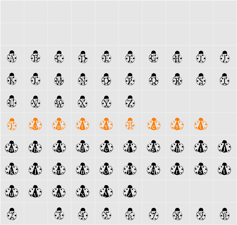 LMS LondonBugs Character Map