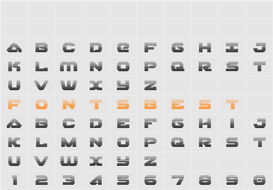 Skyhawk Scanlines Character Map