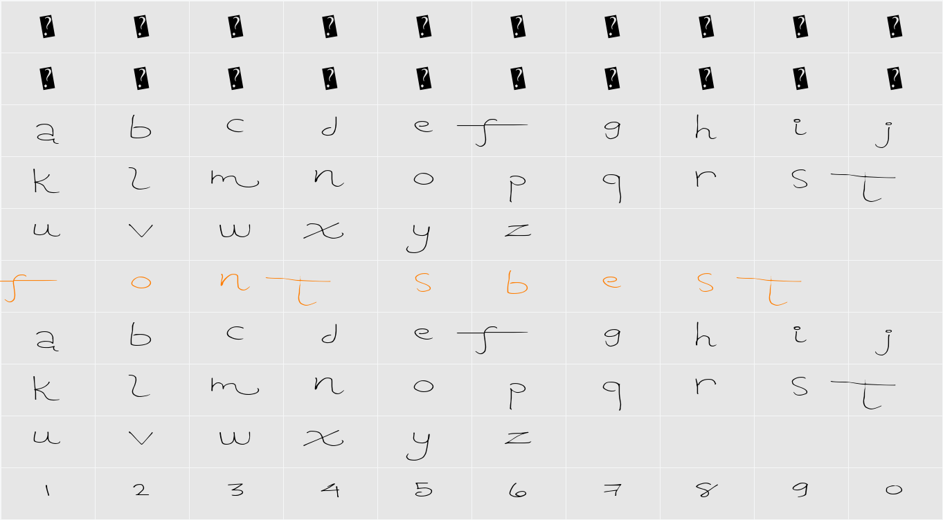 TangentPrint Character Map