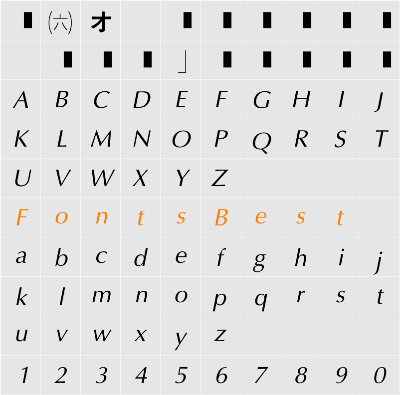 EU-B5X Character Map