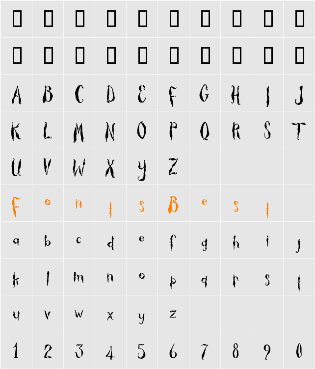 Thicket Character Map