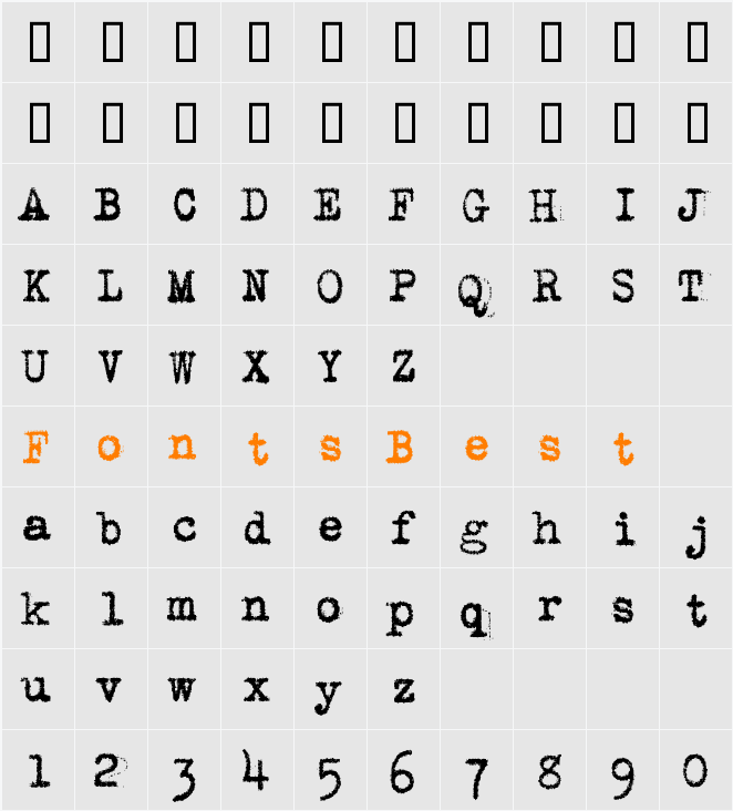 VintageTypewriter Character Map