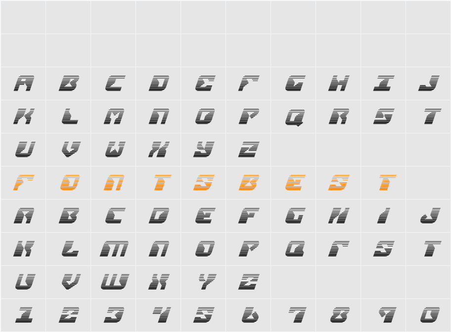 Replicant Gradient Italic Character Map