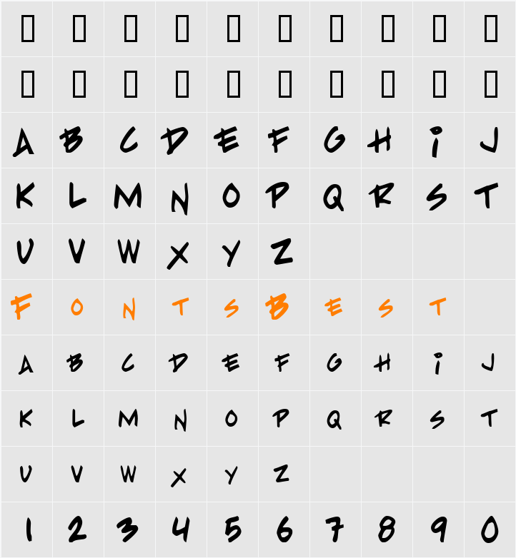 PP Handwriting Character Map