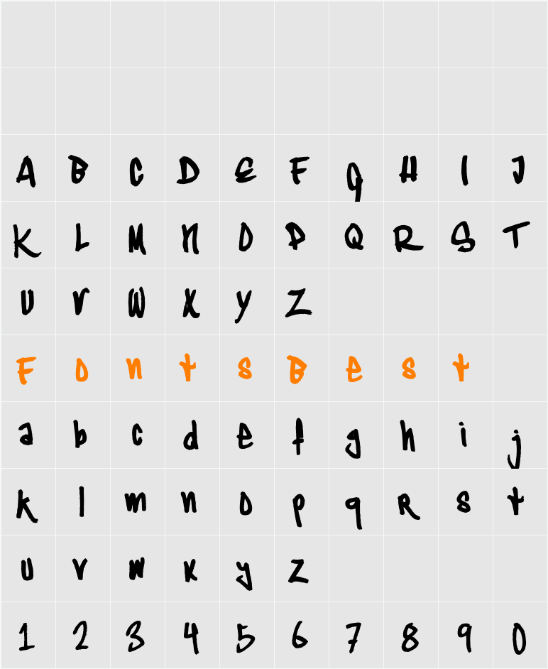Typographic Onedalism Character Map