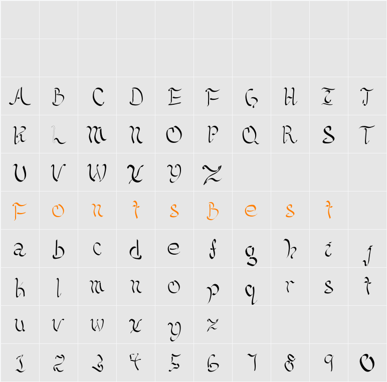 Kellicia Handwriting Character Map