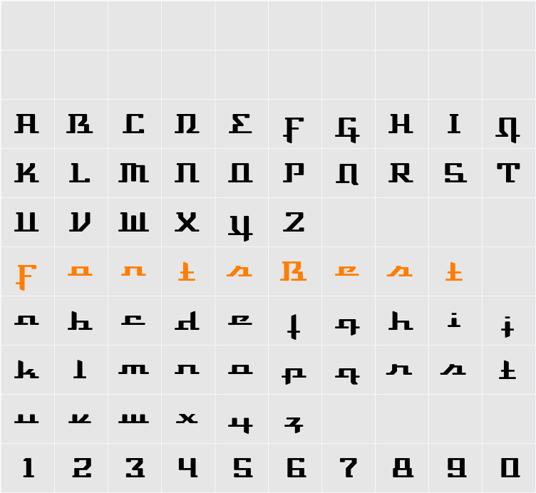 DevilleThruster DeluxeOne Character Map