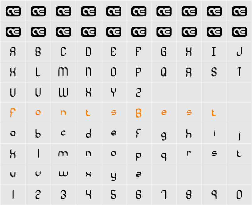 Quadratic Cal BRK Character Map