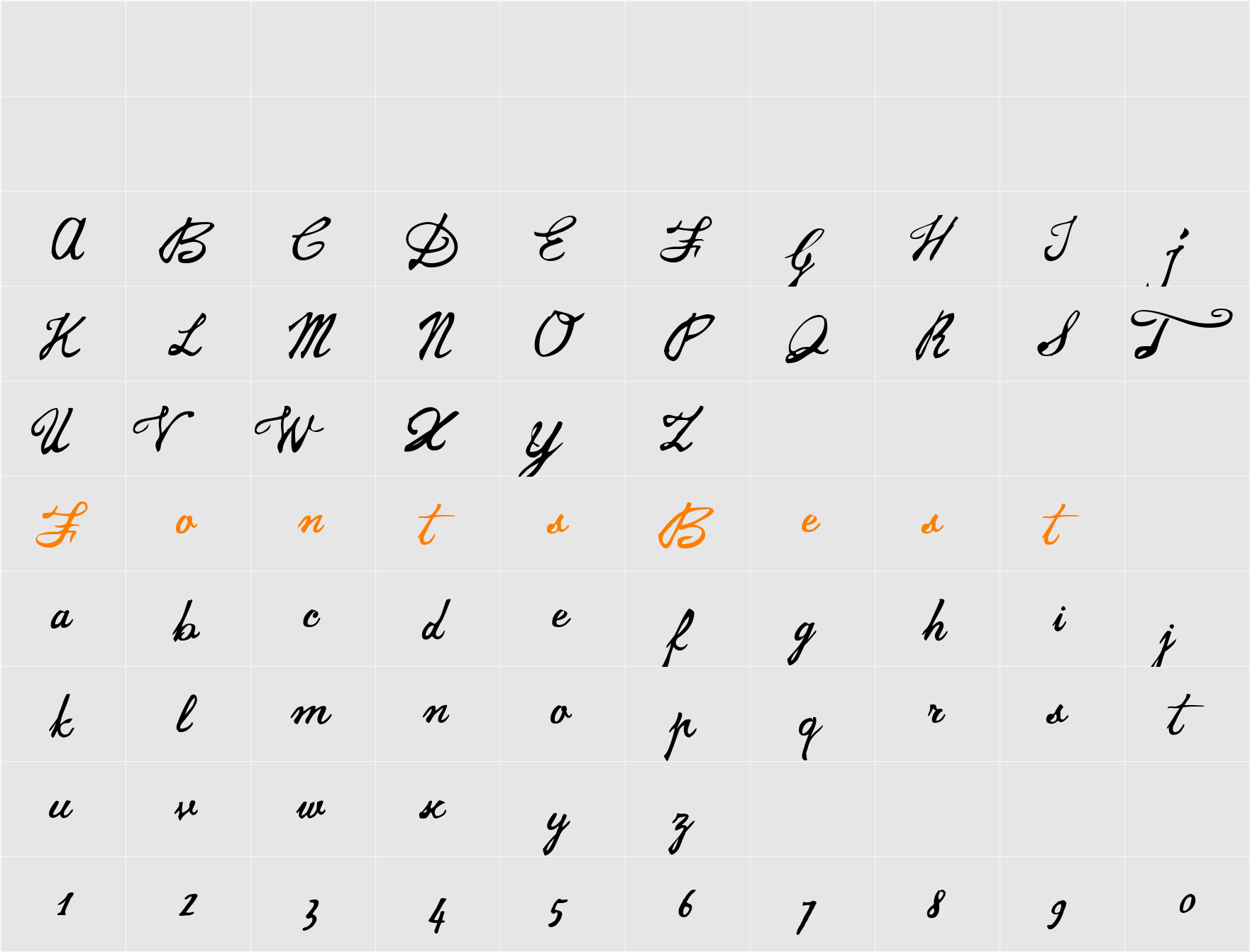jamscript Character Map