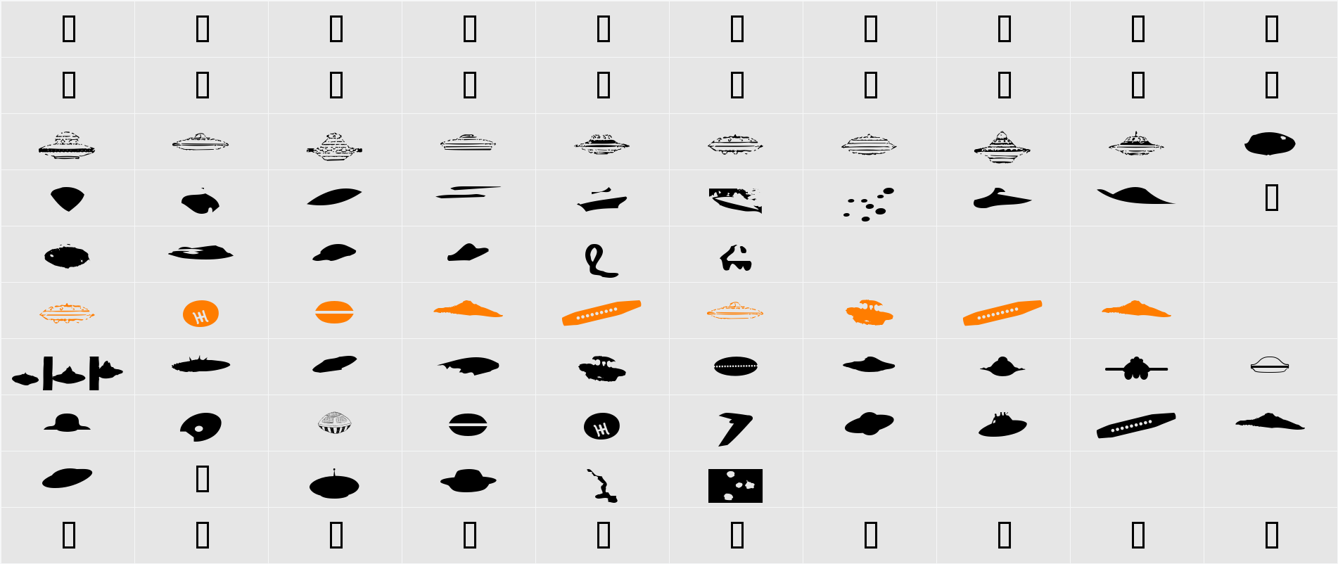 UFO Character Map