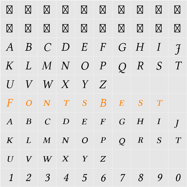 Linux Libertine Capitals Character Map