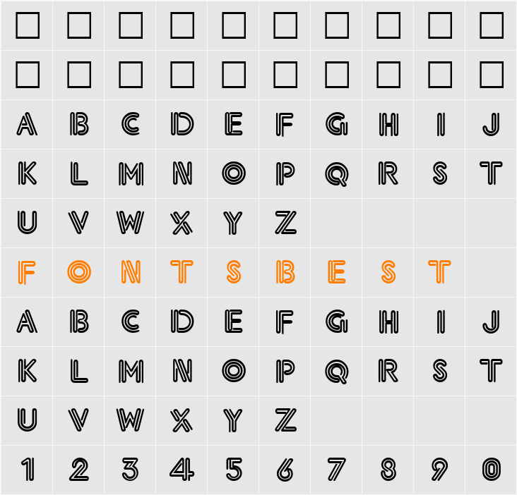 NeonThick Character Map