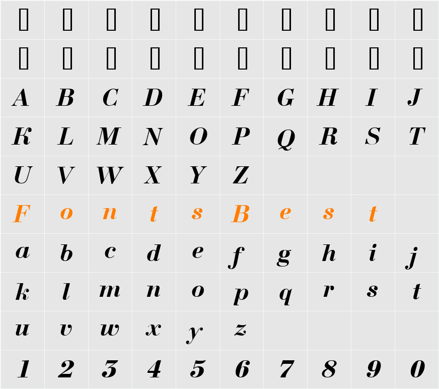 a_BodoniNova Character Map