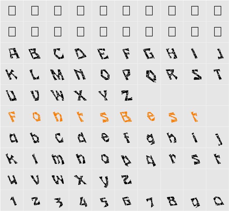 FZ JAZZY 12 CRACKED LEFTY Character Map