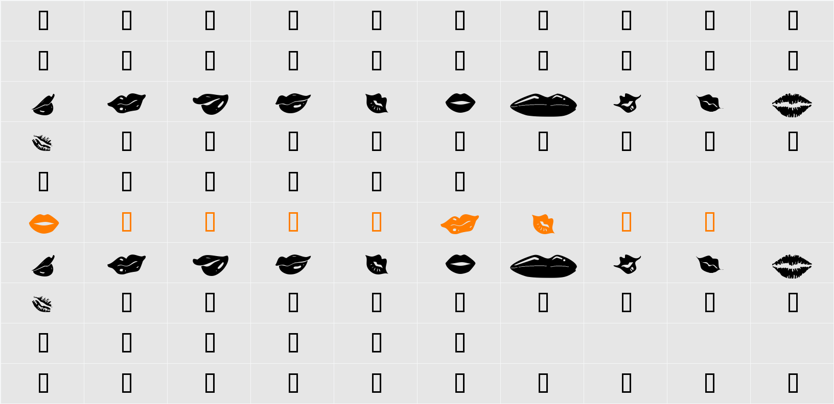 KR Lippy Character Map