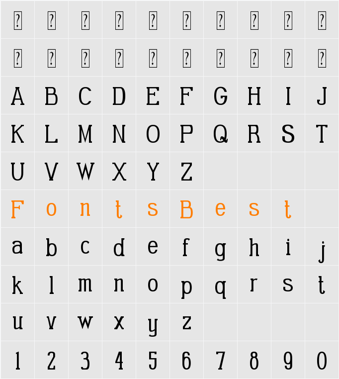 Gabriel Serif Condensed Character Map
