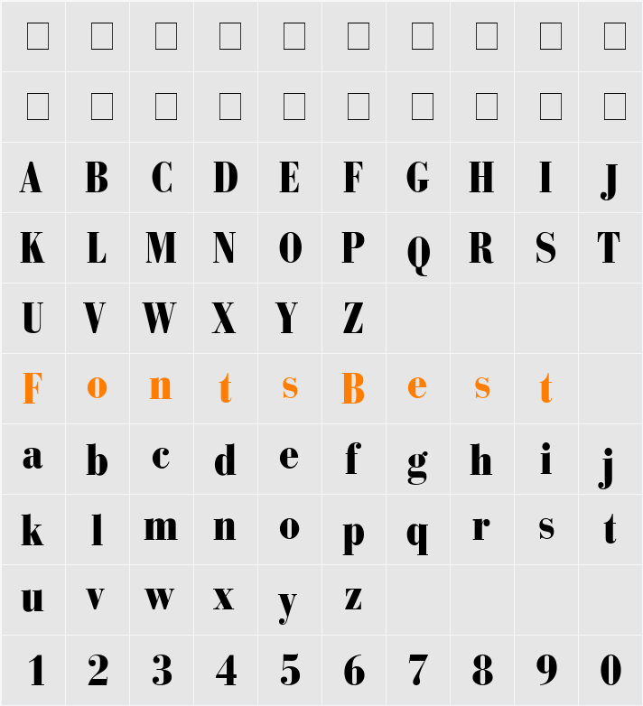 Bodoni Recut BlackCondensed SSi Character Map
