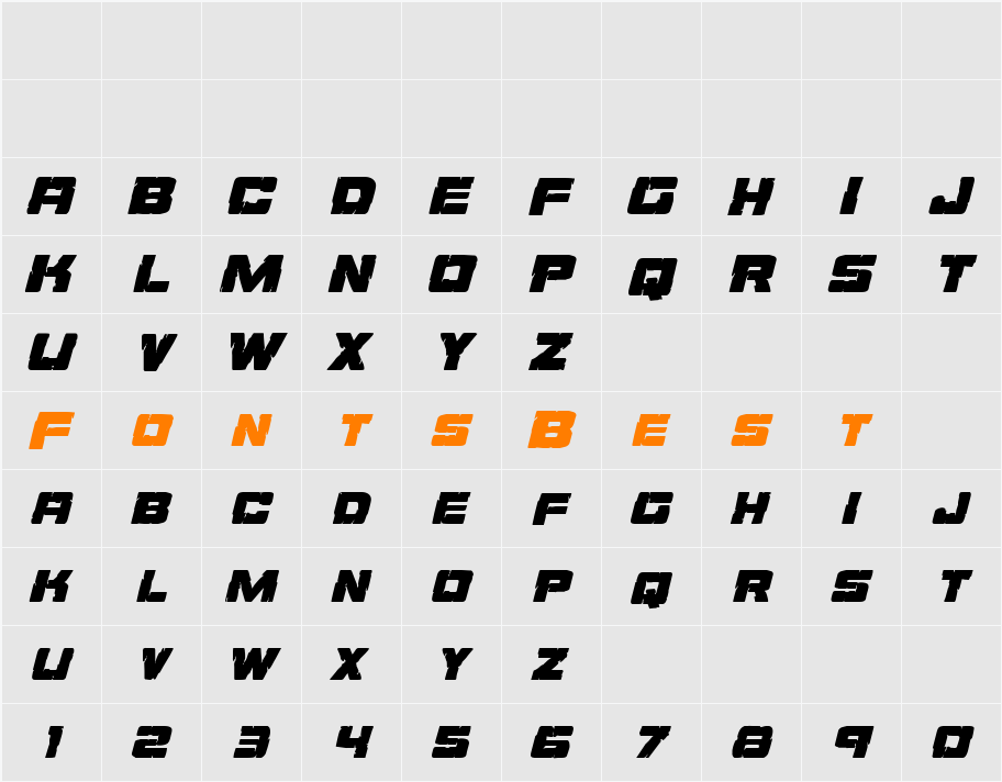 Ore Crusher Italic Character Map