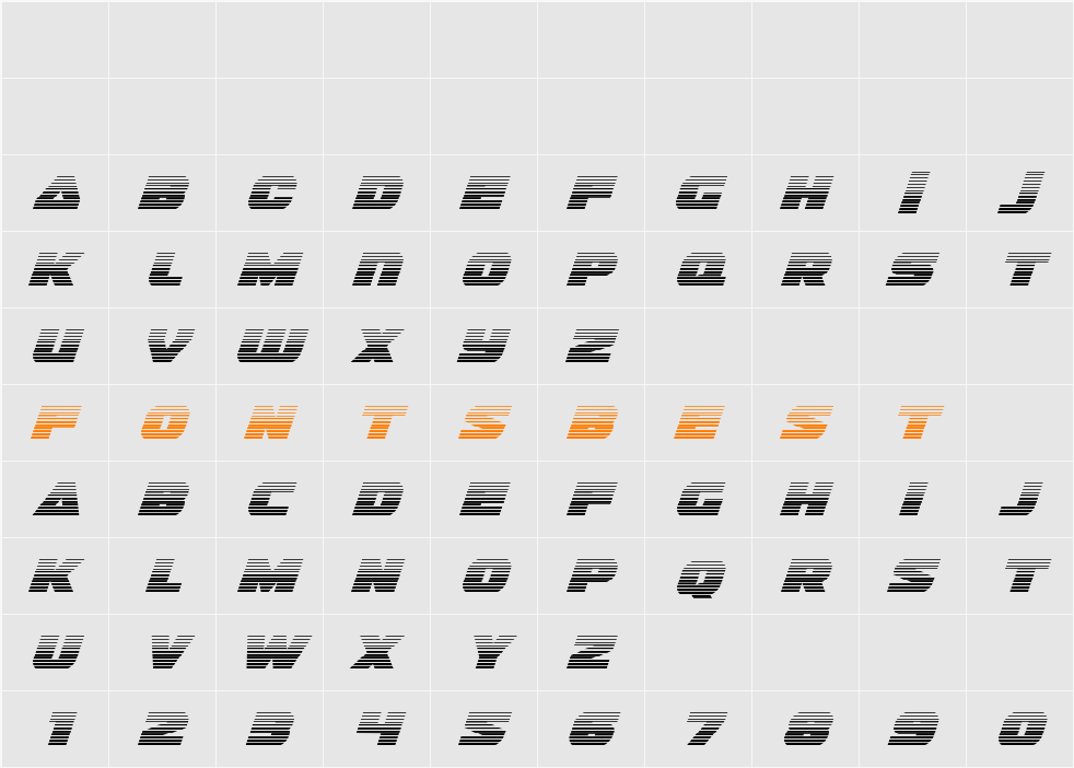 Guardian Gradient Italic Character Map