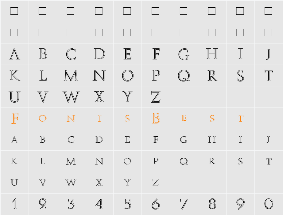 Stowe Open Face Character Map