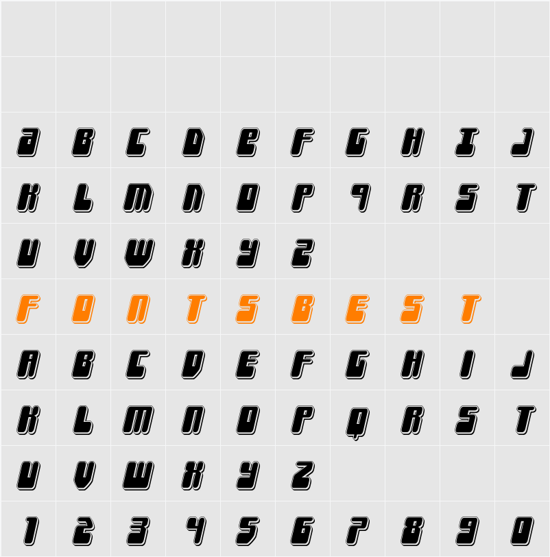 Force Majeure Punch Italic Character Map