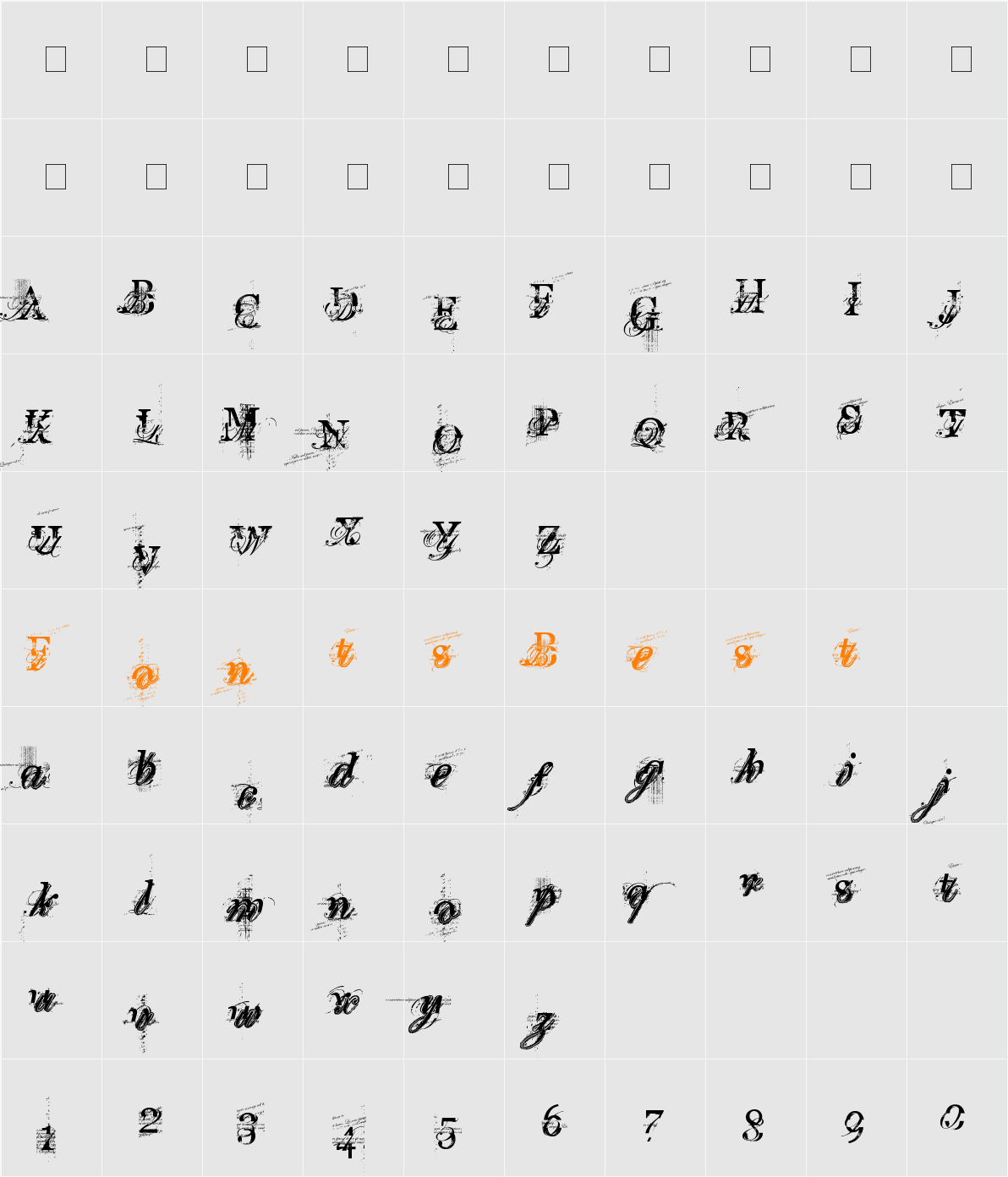 TURBO ripped Character Map