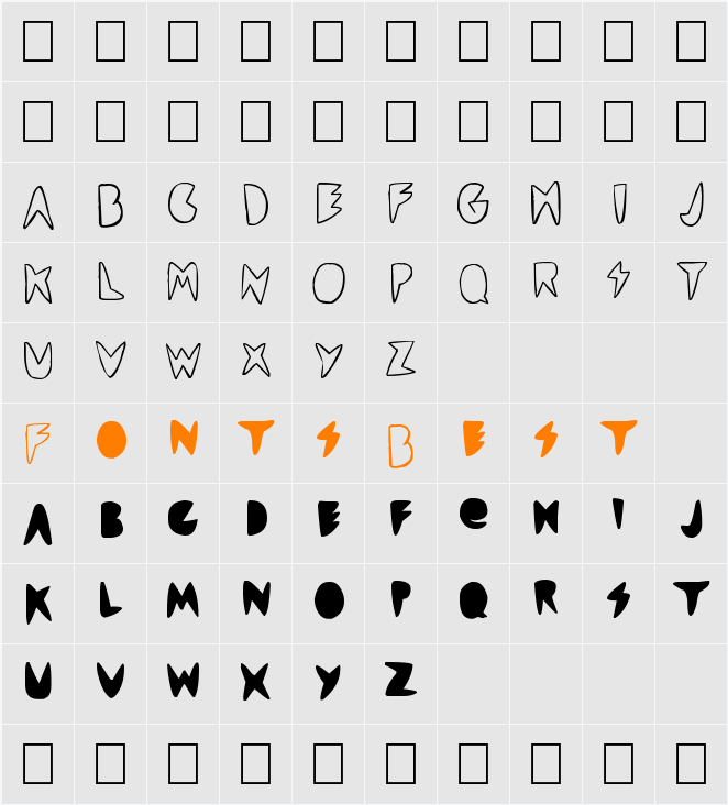 cordontvfont Character Map