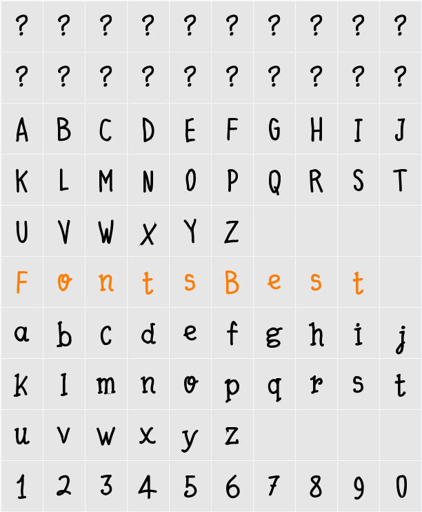 Quick Writing Character Map