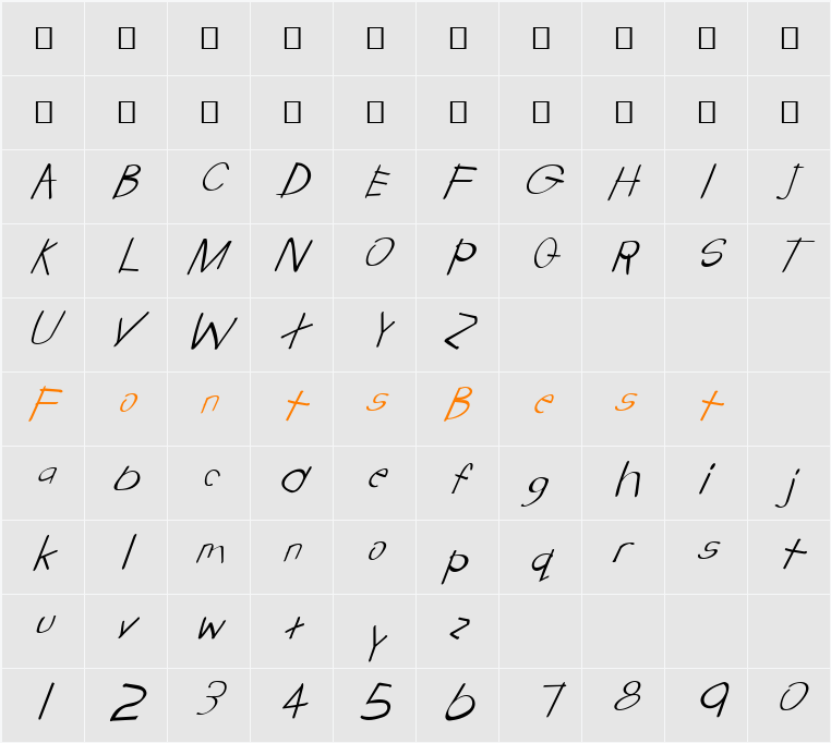 FZ HAND 22 ITALIC Character Map