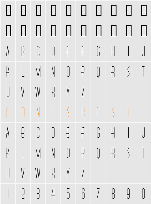 Huxley Vert ICG Character Map