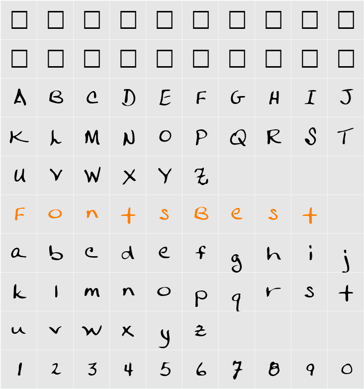 RoslinsHand Character Map
